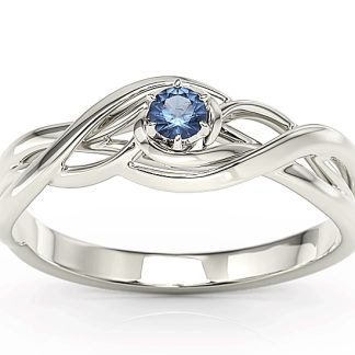 Pierścionek z białego złota z szafirem BP-72B-SZA