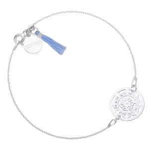 Srebrna bransoletka z rozetką zdobiona chwostem