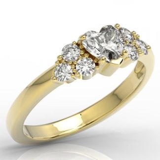 Pierścionek z żółtego złota z białym topazem Swarovski i cyrkoniami BP-54Z-C