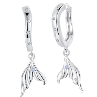 Srebrne kolczyki koła z syrenimi ogonami zatrzaski srebro 925