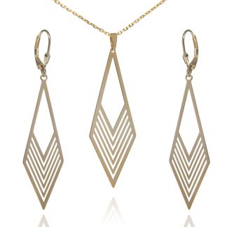 Komplet biżuterii srebrnej pozłacany romby