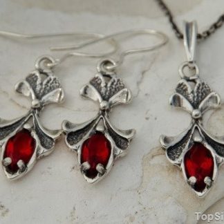 JASPER - srebrny komplet z rubinem