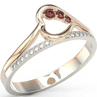 Pierścionek z różowego i białego złota z granatami i brylantami BP-83PB