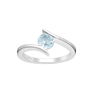 Srebrny pierścionek z topazem blue sky - Europa 11, US 6