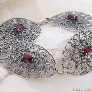 GEORGIA - srebrna ażurowa bransoleta z granatem