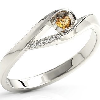 Pierścionek z białego złota z topazem Swarovski miodowym i cyrkoniami BP-70B-C