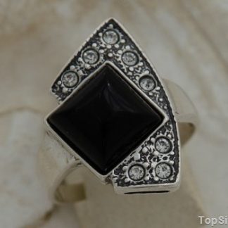 ENKLAWA - srebrny pierścionek z onyksem