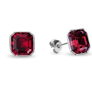 Kolczyki srebrne pr. 925 swarovski w kolorze scarlet