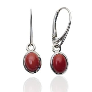 Kolczyki srebrne z naturalnym czerwonym koralem