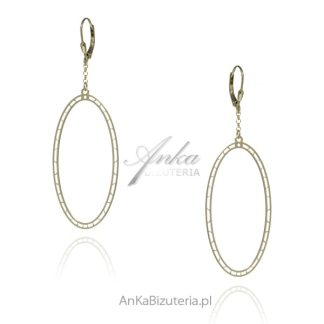 Kolczyki srebrne pozłacane długie owalne  - spider