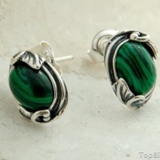 VITA - srebrne kolczyki z malachitem