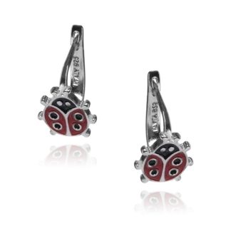 Kolczyki srebrne dziecięce biedronki na angielskim zapięciu