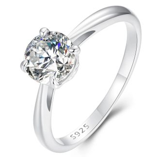 Srebrny pierścionek ze lśniącym kamieniem Moissanit 1,0 ct srebro 925 R16