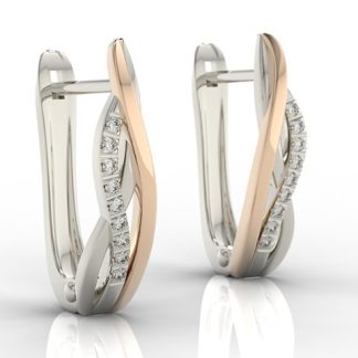 Kolczyki z białego i różowego złota model LPK-73BR z diamentami 0,09 ct