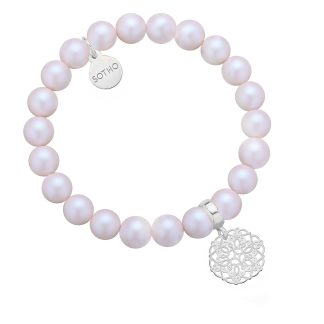 Perłowa bransoletka z opalizujących pereł SWAROVSKI® CRYSTAL ze srebrną rozetką