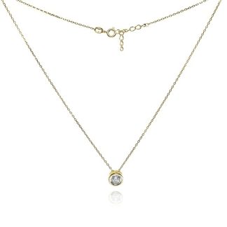 Srebrny naszyjnik pozłacany z białą cyrkonią