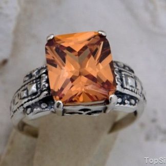 ALEROS 2 - srebrny pierścionek z topazem złocistym