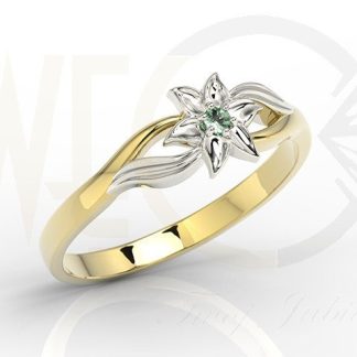 Komplet - Pierścionek, kolczyki i wisiorek z żółtego i białego złota ze szmaragdem BP-14/BP-15ZB ZESTAW