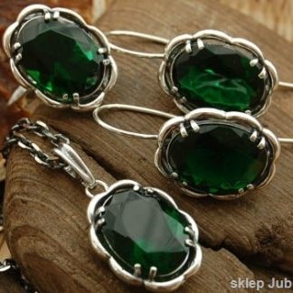 Srebrny komplet ze szmaragdem BOWI