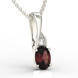 Wisiorek z białego złota z granatem i diamentami APW-60B