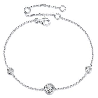 Srebrna bransoletka z trzema Moissanitami 0,50 ct 2x0,1 ct