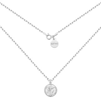 Srebrny masywny łańcuszek z monetą : Długość - 40 cm