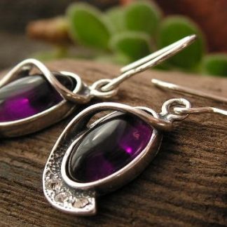 PENELOPA - srebrne kolczyki z ametystem i kryształkami