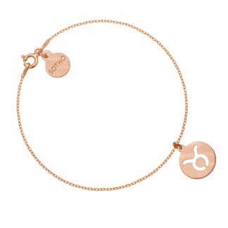 Matowa bransoletka z zodiakiem Byka z różowego złota