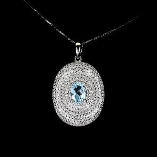 925 Naszyjnik natural Sky Blue topaz białe topazy