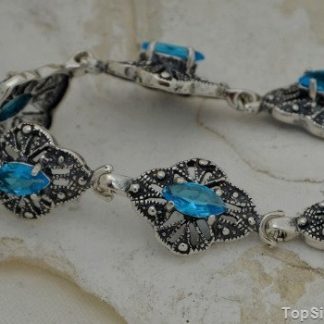 GLORIA - srebrna bransoletka z akwamarynem