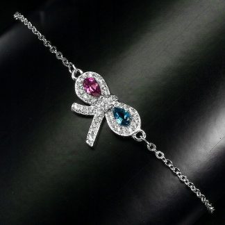 Bransoletka delikatna 925 topaz london blue granat