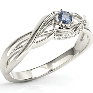Pierścionek z białego złota z szafirem i brylantami BP-71B-SZA/D