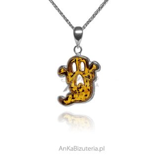 Zawieszka srebrna duszek z bursztynem