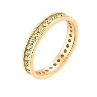 Złota obrączka z zielonymi kryształami Preciosa : pierścionki - 10