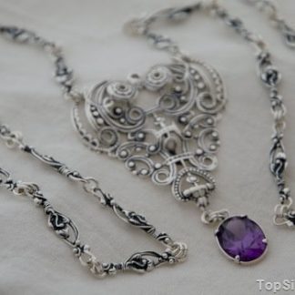 HAMILTON - srebrny naszyjnik z ametystem