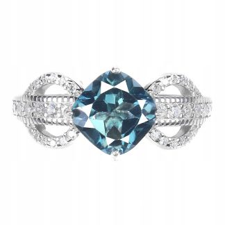 925 Srebrny pierścionek r 14 topaz London Blue