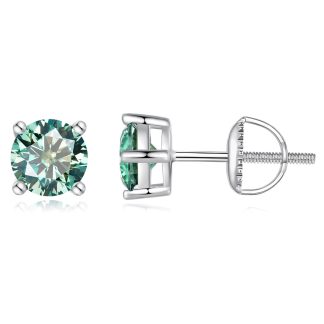 Kolczyki zielony Moissanity 5,0 x 5,0 mm 0,5 ct srebro 925 sztyfty