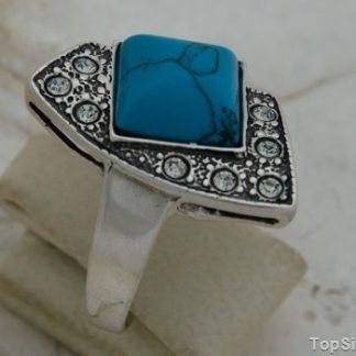 AVENIDA - srebrny pierścionek z turkusem i kryształkami