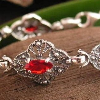 EDITH - srebrna bransoletka z granatem