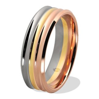 Obrączka z żółtego, czerwonego i białego złota palladowego ŁN-30ZCB-light-k