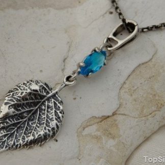 LISTEK - srebrny wisiorek z akwamarynem