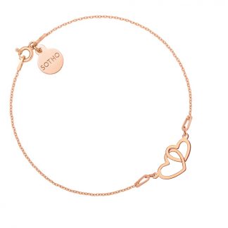 Bransoletka z dwoma serduszkami z różowego złota