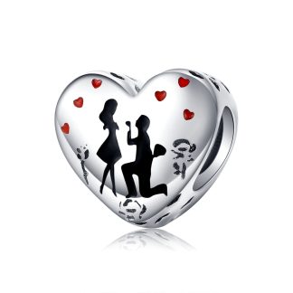 Srebrny charms serce zaręczyny koralik beads srebro 925