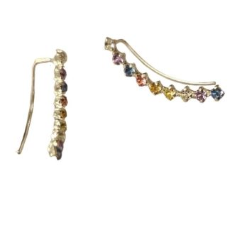 Kolczyki srebrne  subtelne nausznice  z kolorowymi cyrkoniami