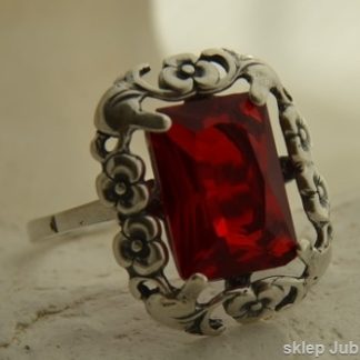 MANUELA - srebrny pierścionek z rubinem