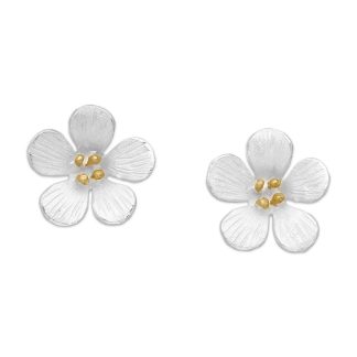 Pozłacane srebrne kolczyki kwiaty