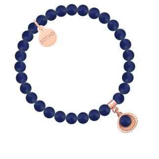 Bransoletka z pereł SWAROVSKI® CRYSTAL w kolorze Dark Lapis z muszelką