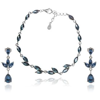 Biżuteria srebrna komplet z kryształami swarovski w kolorze montana