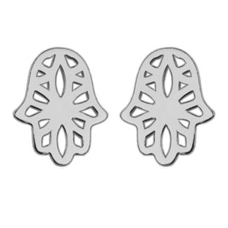 Srebrne kolczyki z ażurową ręką Fatimy