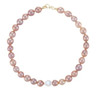 NELLIE ROSE DOT Naszyjnik duże perły barokowe różowe 12 mm owalne srebrne zapięcie 01